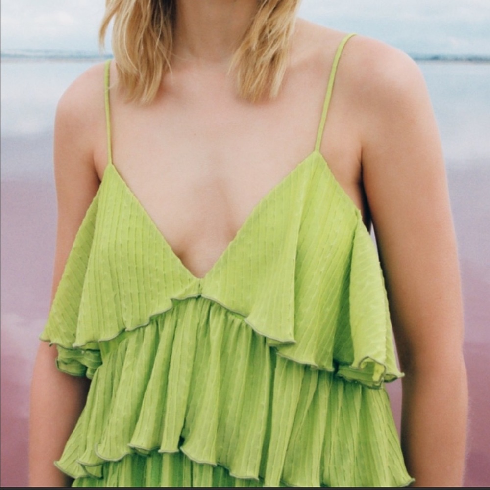 Zara Pleated Ruffle Tank